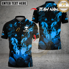 Maxcorners Smoke Wolf Bowling Chaos Multicolor Customized Name, Team Name 3D Shirts