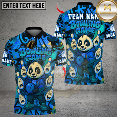 Maxcorners Bowling Panda Cartoon Multicolor Customized Name, Team Name 3D Shirts