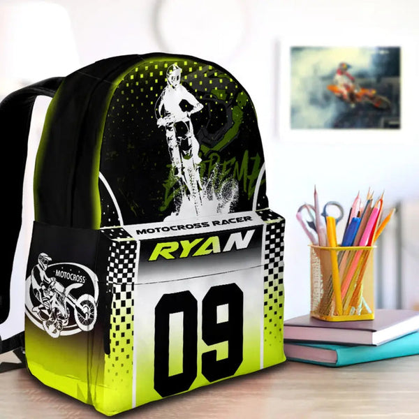 Maxcorners Motocross 3 Personalized Name And Number Backpack
