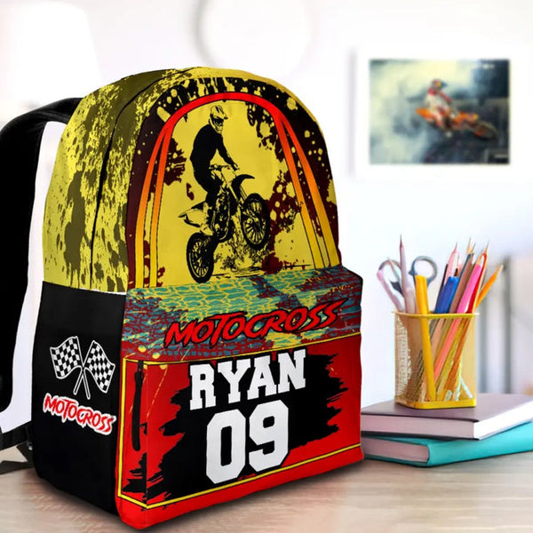 Maxcorners Motocross 14 Personalized Name And Number Backpack