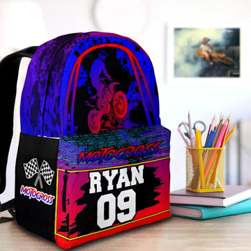 Maxcorners Motocross 15 Personalized Name And Number Backpack