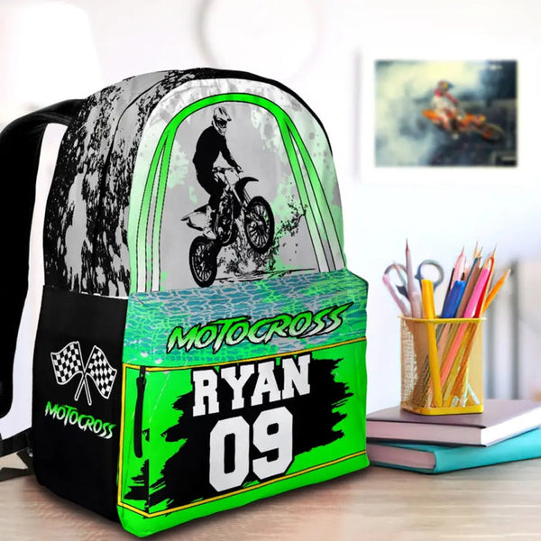 Maxcorners Motocross 17 Personalized Name And Number Backpack