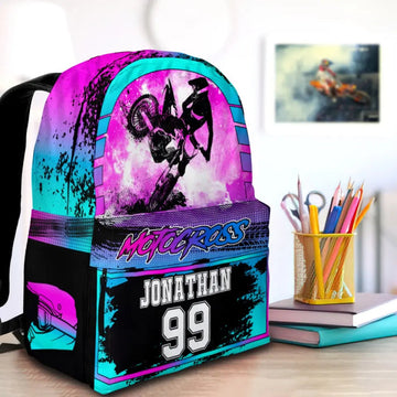 Maxcorners Motocross 19 Personalized Name And Number Backpack