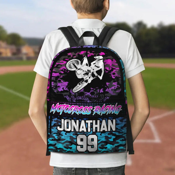 Maxcorners Motocross 45 Personalized Name And Number Backpack