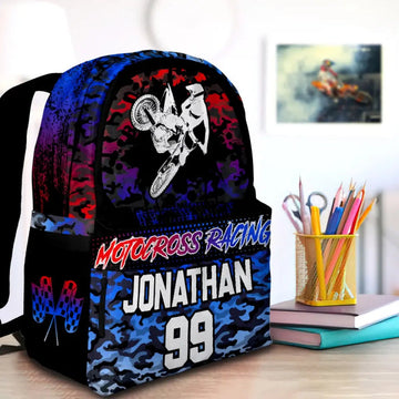Maxcorners Motocross 41 Personalized Name And Number Backpack
