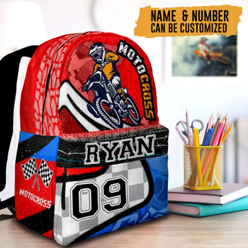 Maxcorners Motocross 50 Personalized Name And Number Backpack