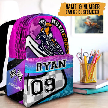 Maxcorners Motocross 51 Personalized Name And Number Backpack
