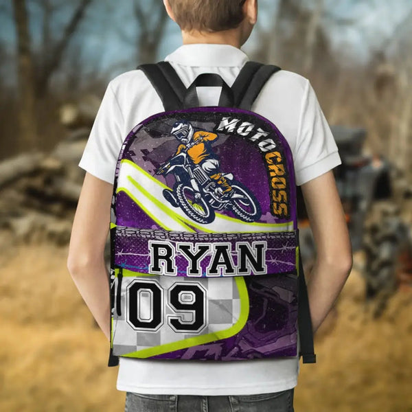 Maxcorners Motocross 53 Personalized Name And Number Backpack