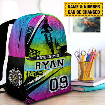 Maxcorners Motocross 59 Personalized Name And Number Backpack