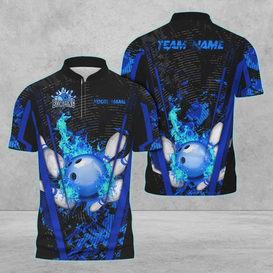 Maxcorners Bowling And Pins Abstract Grunge Texture XXXX Multicolor Option Customized Name 3D Shirt