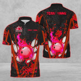 Maxcorners Bowling And Pins Abstract Grunge Texture XXXX Multicolor Option Customized Name 3D Shirt