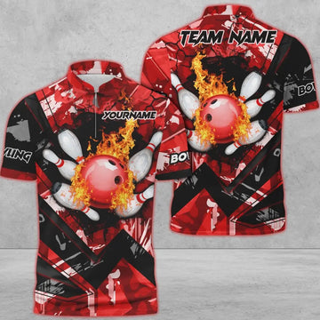 Maxcorners Bowling And Pins Abstract Grunge Texture XXX Multicolor Option Customized Name 3D Shirt