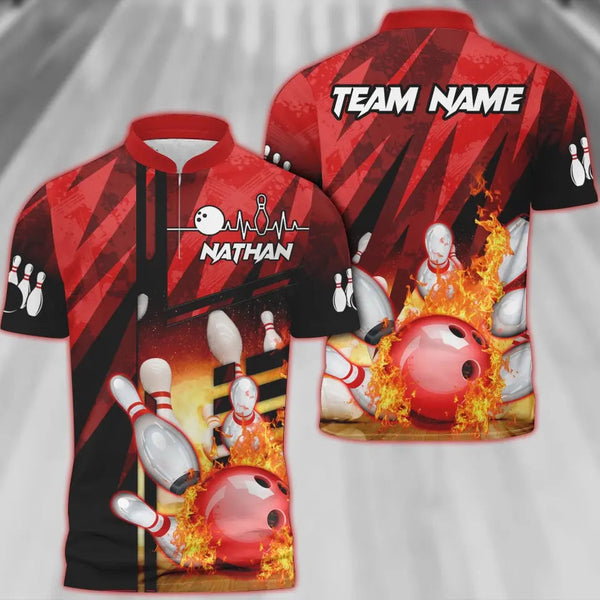 Maxcorners Bowling And Pins Abstract Grunge Texture XX Multicolor Option Customized Name 3D Shirt