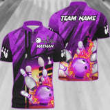 Maxcorners Bowling And Pins Abstract Grunge Texture XX Multicolor Option Customized Name 3D Shirt