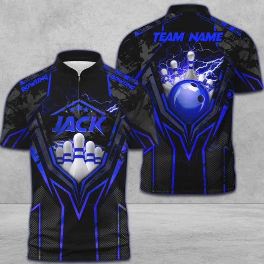 Maxcorners Bowling And Pins Abstract Grunge Texture X Multicolor Option Customized Name 3D Shirt