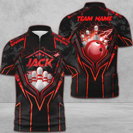 Maxcorners Bowling And Pins Abstract Grunge Texture X Multicolor Option Customized Name 3D T-shirt
