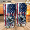 Maxcorners Fishing Tumbler Distressed American Flag Design Personalized Name Tumbler (13 Species)
