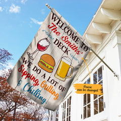 Maxcorners Family Sipping Grilling Chilling Flag VT18