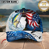 Maxcorners Fishing Largemouth Bass USA Flag Custom Name Personalized Cap (12 Fish Species)