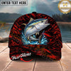 Maxcorners Fishing Red Flame Water Splash Personalized Name 3D Cap (12 Fish Species)