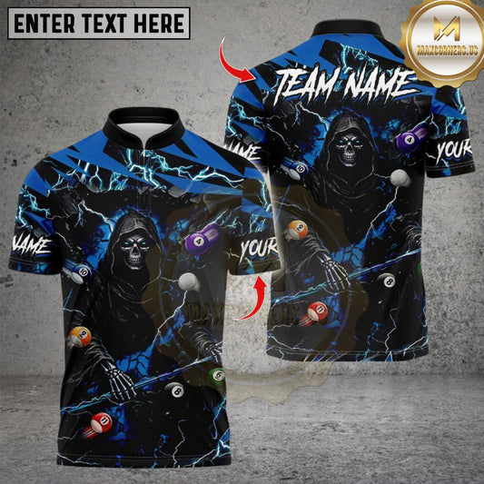 Maxcorners Thunder Reaper Billiards Ball Design Multicolor Customized Name, Team Name 3D Shirts