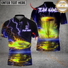 Maxcorners Lightning Strike Disc Golf Polo Personalized Name, Team Name 3D Shirt (4 Colors)