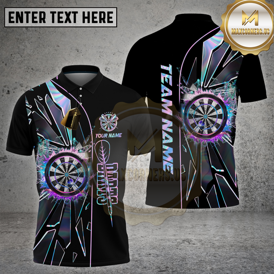 Maxcorners Dart Neon Crystal Break Dartboard Multicolor Options Personalized Name, Team Name 3D Shirt (4 Colors)