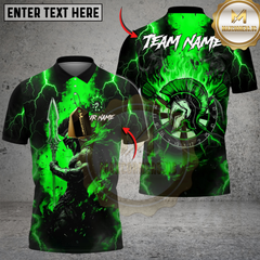 Maxcorners Darts Spartan Lightning Flame Personalized Name, Team Name Shirt (4 Colors)