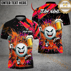 Maxcorners Splash Swing Golf Polo Personalized Name, Team Name 3D Shirt (4 Colors)