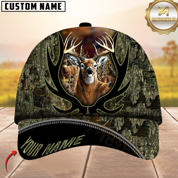 Maxcorners Hunting Deer Camouflage Multicolor Personalized Name 3D Cap