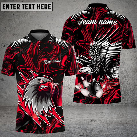 Maxcorners Soaring Eagle Bowling Jersey Multicolor Option Customized Name, Team Name 3D Polo Shirt