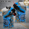 Maxcorners Darts Fire Flame Paint Splash Mutilcolor Options Personalized Name, Team Name 3D Polo Shirt