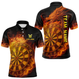 Maxcorners Personalized 3D Orange Dartboard Dragon Flame Dart Shirts For Men Custom Darts Team Jerseys LM2404