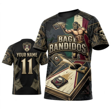 Maxcorners Cornhole Bag Bandidos Western Personalized Name 3D Unisex Shirt