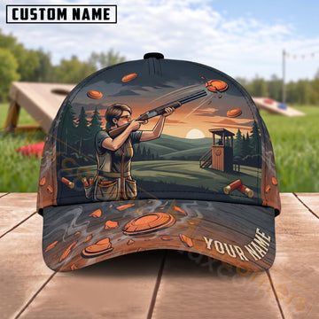 Maxcorners Trap & Skeet Shooting Sunset  Shooter Personalized Name 3D Cap