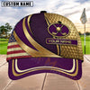 Maxcorners Golf Patriotic Gold Emblem Personalized Name 3D Cap (7 Colors)