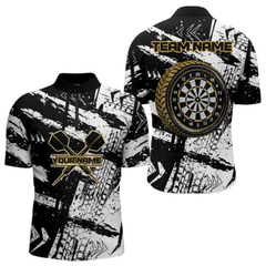 Maxcorners Dartboards Grunge Style Custom Yellow Wheel Dart Shirts For Men, Dart Jerseys LM054