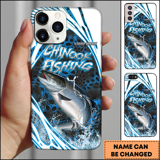 Maxcorners Chinook Fishing Blue Hexagon Splash Personalized Name 3D Phone Case