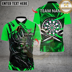 Maxcorners Darts Skull Flame Multicolor Customized Name, Team Name 3D Shirts