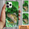 Maxcorners Fishing Green Honeycomb Splash Personalized Name Phone Case  (12 Fish Species)