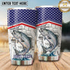 Maxcorners Fishing Tumbler Patriotic Flag Technical Blueprint Design Personalized Name Tumbler (13 Species)