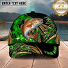 Maxcorners Fishing Green Flame Tribal Personalized Name 3D Shirt (13 Fish Species)