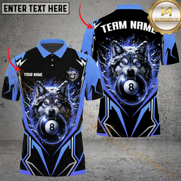 Maxcorners Billiard Pool 8 Ball Arctic Wolf Personalized Name Men And Women 3D Polo Shirt Custom Billiard Team Jersey For Tammie