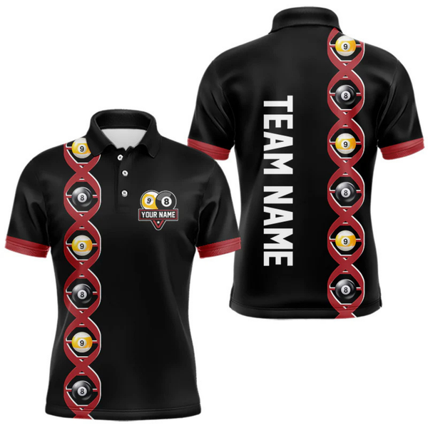 Maxcorners DNA Billiard 8 Ball & 9 Ball Shirts For Men Custom Funny Pool Billiard Jerseys Team Polo & 1/4 Zip LM064