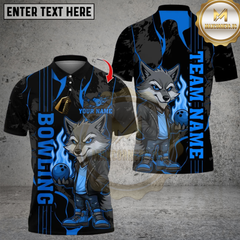 Maxcorners Cool Wolf With Flame Bowling Multicolor Customized Name, Team Name 3D Shirts