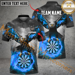 Maxcorners Darts Eagle Fire Flame Mutilcolor Options Personalized Name, Team Name 3D Polo Shirt