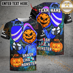 Maxcorners Pickleball Halloween Monster Smash Customized Name & Team Name 3D Shirts