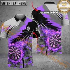Maxcorners Darts Fire Flame Paint Splash Mutilcolor Options Personalized Name, Team Name 3D Polo Shirt