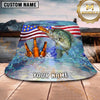 Maxcorners Fishing Beer American Flag Personalized Name 3D Bucket Hat (12 Fish Species)