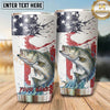 Maxcorners Fishing Tumbler White Patriotic Paint Splatter Design Personalized Name Tumbler (13 Species)